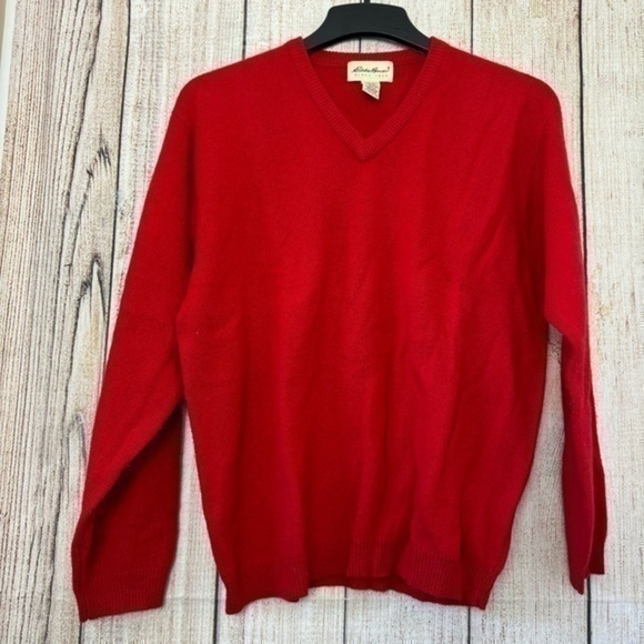 Vintage Eddie Bauer Mens V-Neck 100% Lambswool Sweaters size Medium - Picture 1 of 7